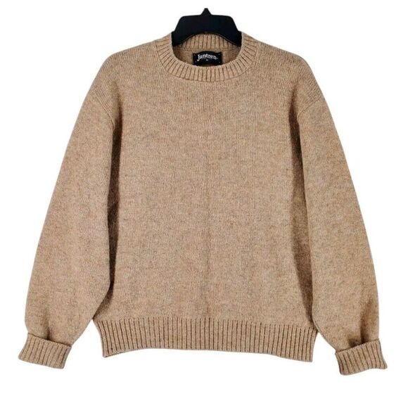 Vtg Jantzen Knit Sweater Womens M Brown Beige Wool Blend Pullover USA Made - Picture 1 of 10